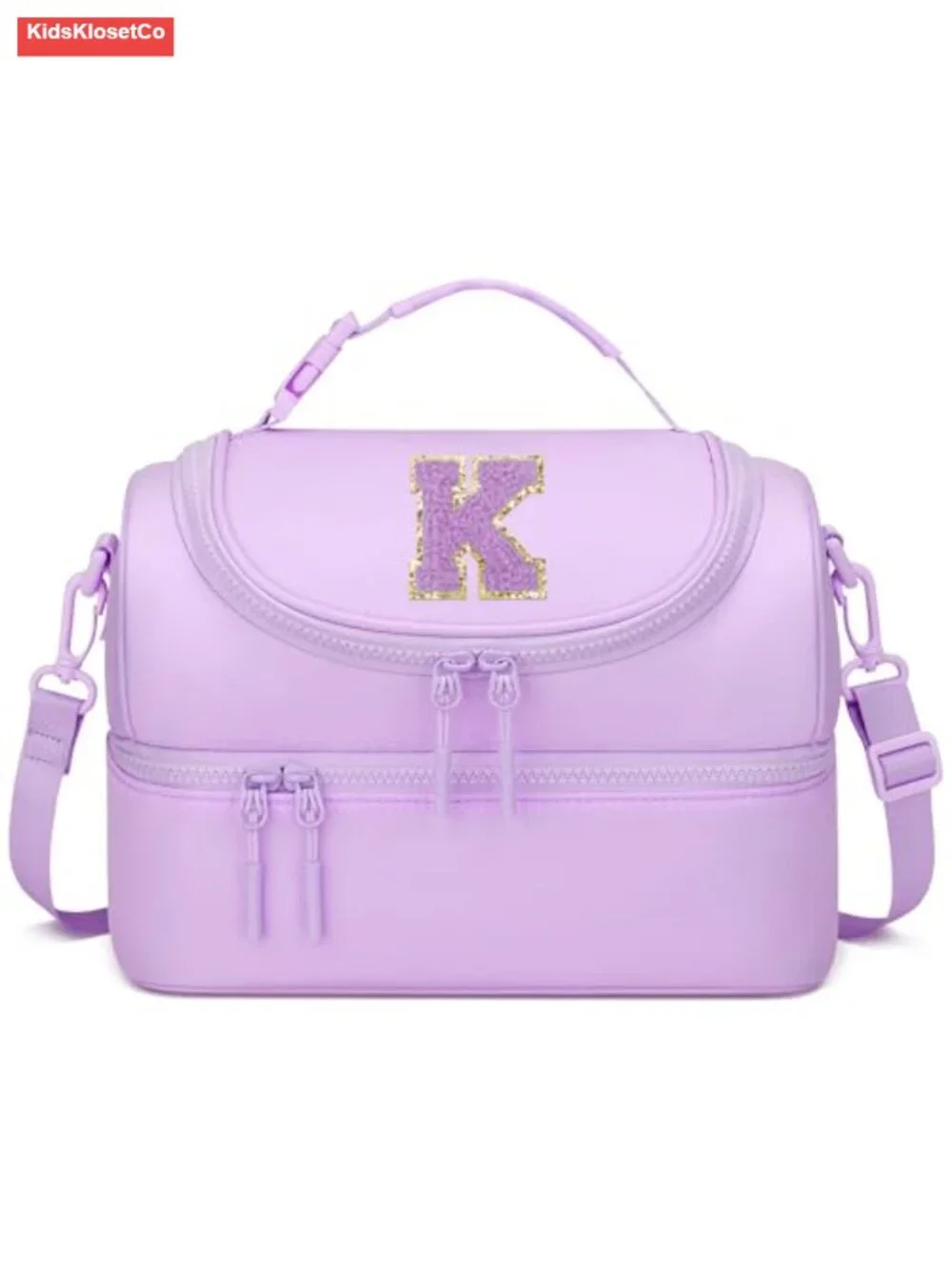 Kids Insulated Lunch Bag Personalized Initial Double Decker Leak-Proof